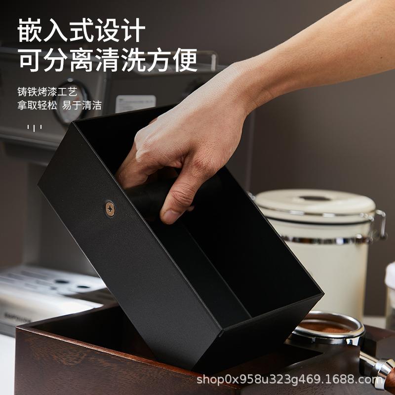 咖啡多功能敲渣盒实木质粉渣桶压粉底座胡桃木填压座咖啡手柄支架