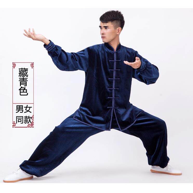 太极服女秋冬加厚加绒金丝绒太极拳练功服装男冬季新款