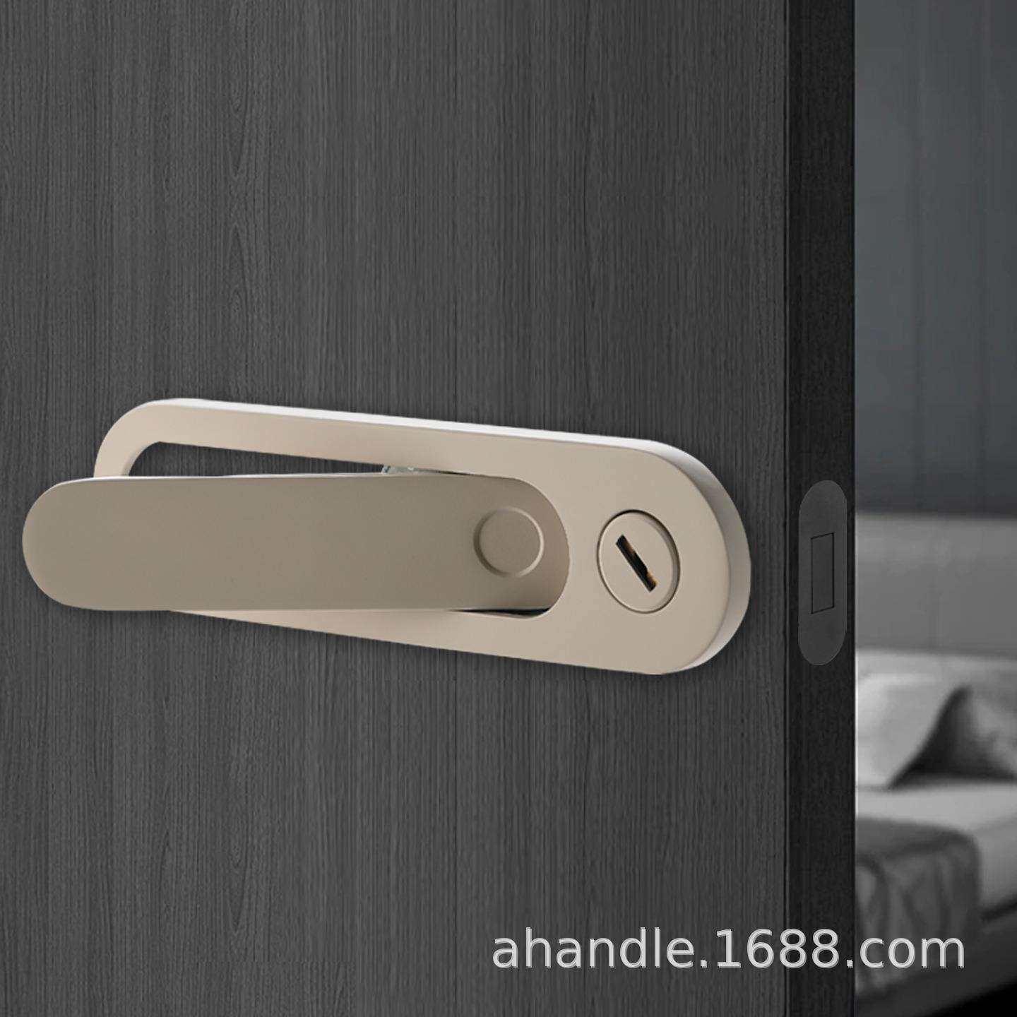 卧室极简平面锁门锁把手按压式折叠门木门卫生间家用通用门锁五金