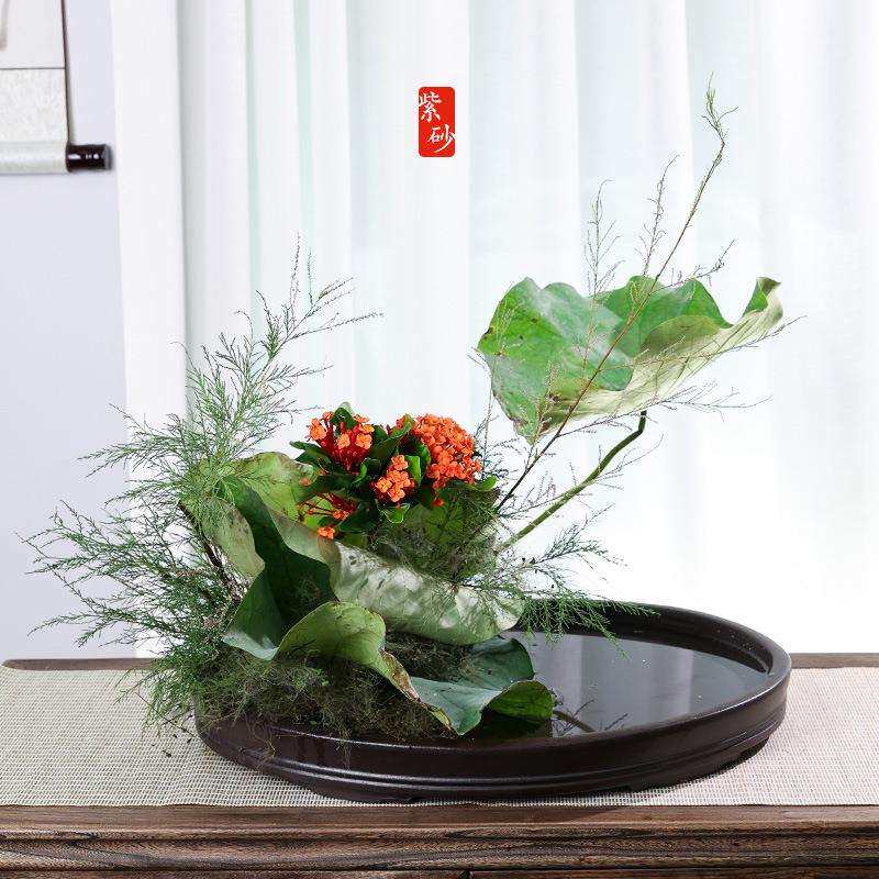 花盆花器插花底座插花工具剑山插花器写景紫砂小原流中华花艺