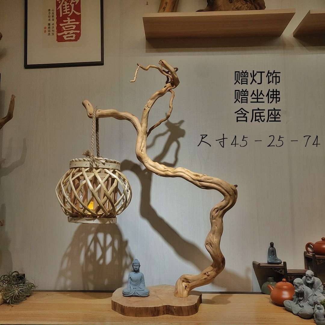 崖柏木意境禅意木雕根雕摆件玄关家居客厅雕刻工艺品
