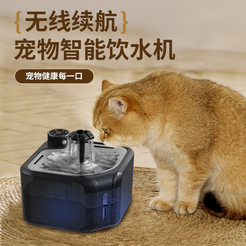 新款黑色透明宠物饮水机自动喂水智能循环饮水机猫咪狗狗流动喝水