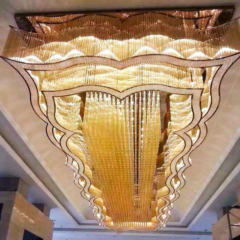 长方造型水晶灯客厅灯酒店宴会厅工程大堂餐厅灯珠宝店吸顶灯