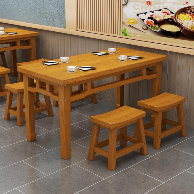 实木碳化餐桌椅桌椅面馆小吃店小吃饭店餐桌餐厅火锅烧烤早餐组合