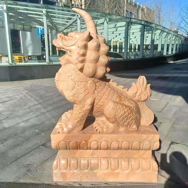 石雕汉白玉独角兽獬豸门口动物雕塑法治廉政主题公园广场景观摆件
