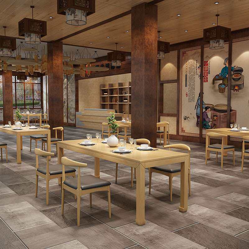 中式茶餐厅四人位成套餐桌椅客栈古风全实木餐桌主题餐厅桌椅