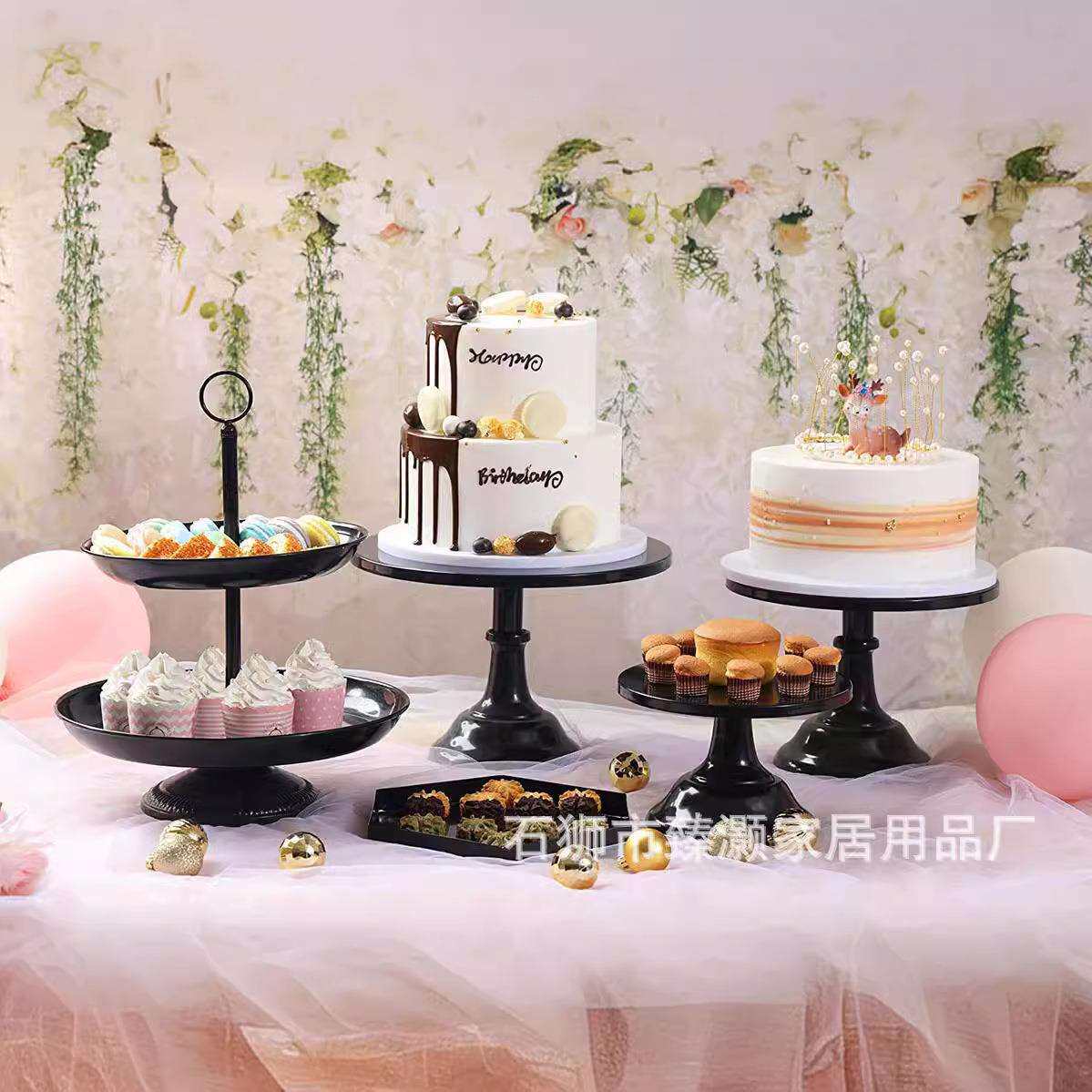 西式婚礼甜品台摆件 冷餐会蛋糕三层点心架 装饰展示架铁艺蛋糕架
