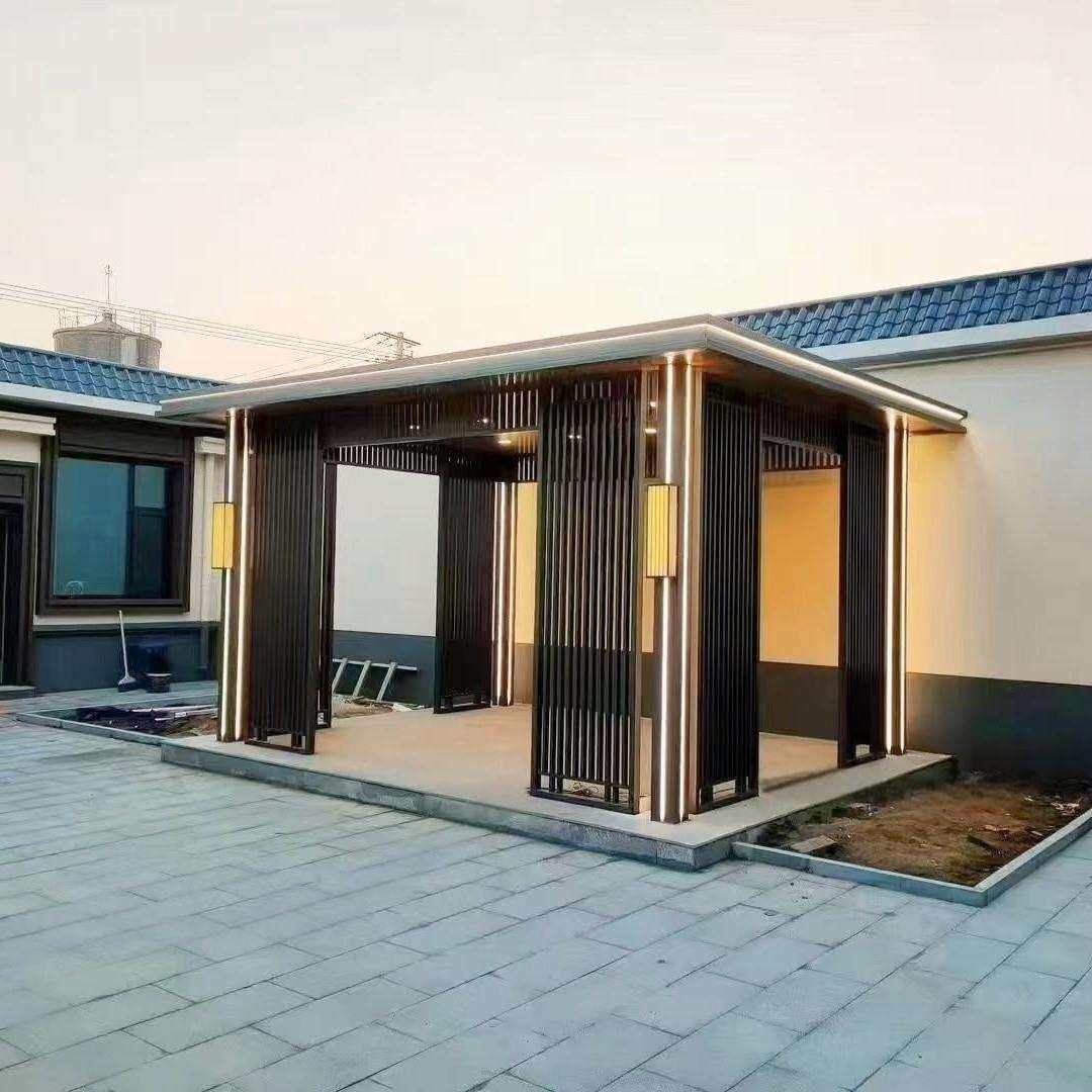 新中式凉亭户外别墅室外农家乐花园铝合金露台葡萄架茶水庭院遮阳