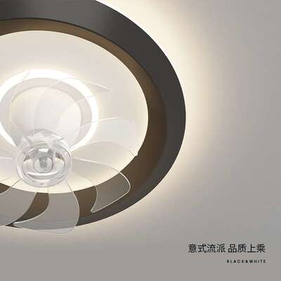 卧室风扇灯可摇头简约现代智能新款大风力超薄餐厅主卧室吸顶灯具