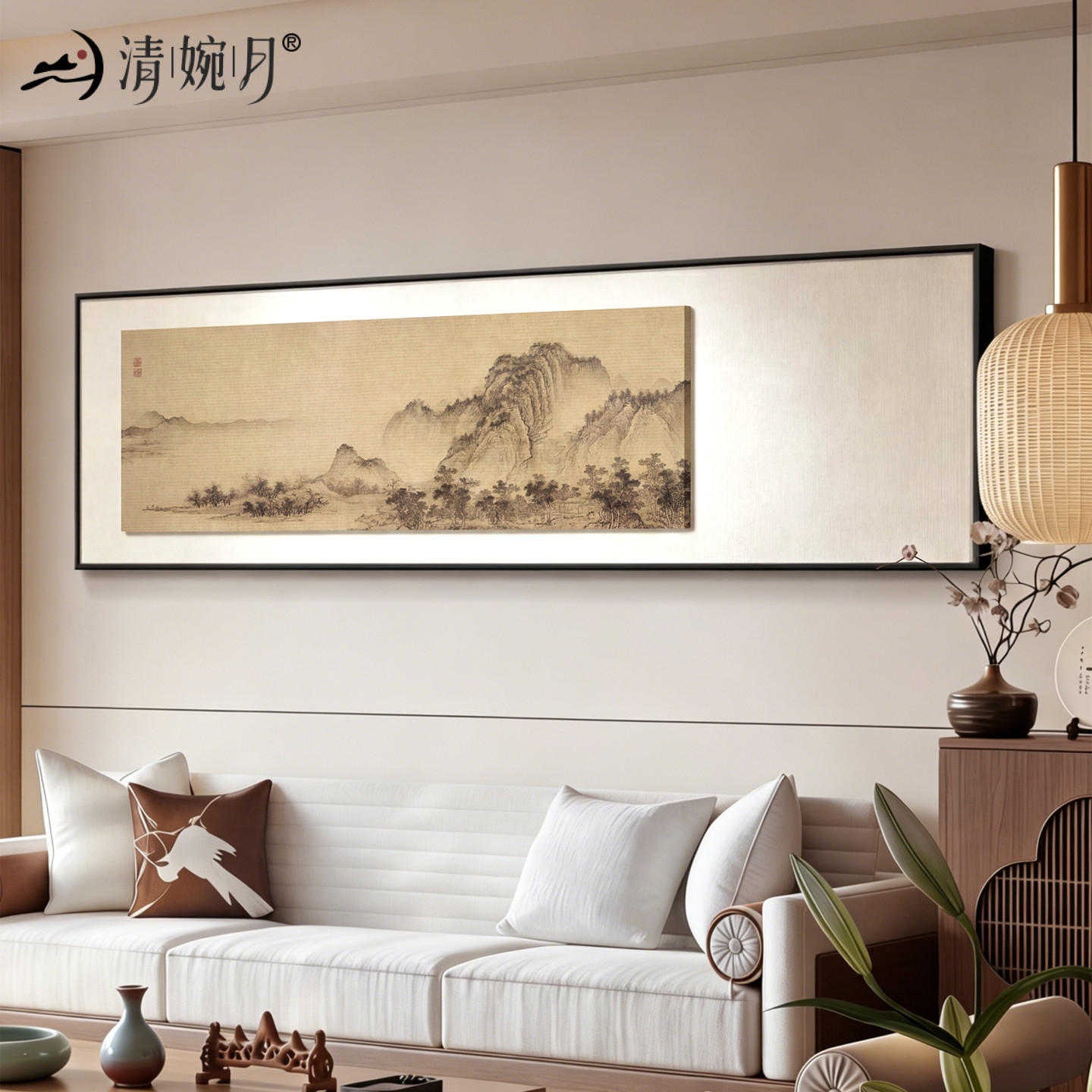 《平林霁色图》新中式客厅沙发背景墙装饰画宋代美学国风横版大画