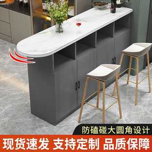 吧台桌简约家用小户型客餐厅厨房隔断柜岛台岩板双面门玄关柜