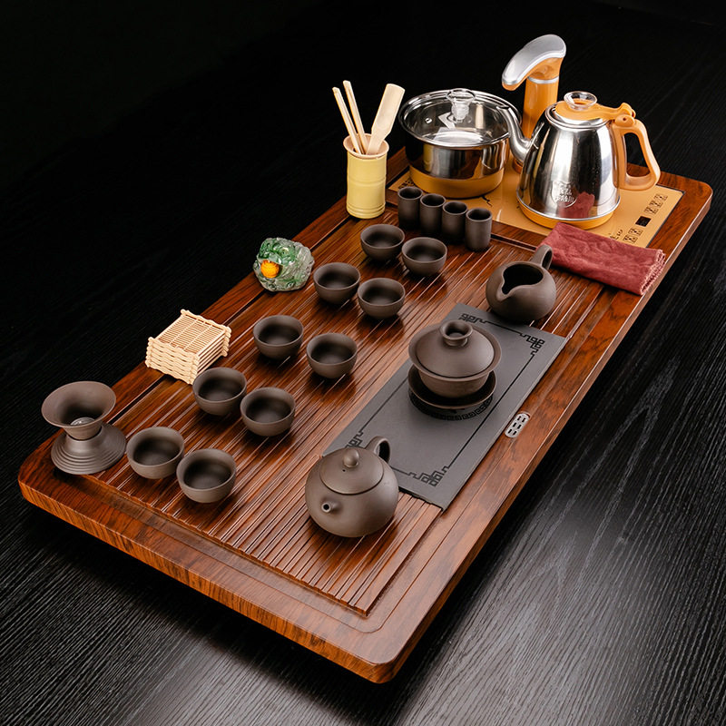 洪福茶盘紫砂壶套装汝窑陶瓷全自动电器一整套功夫泡茶壶家用客厅
