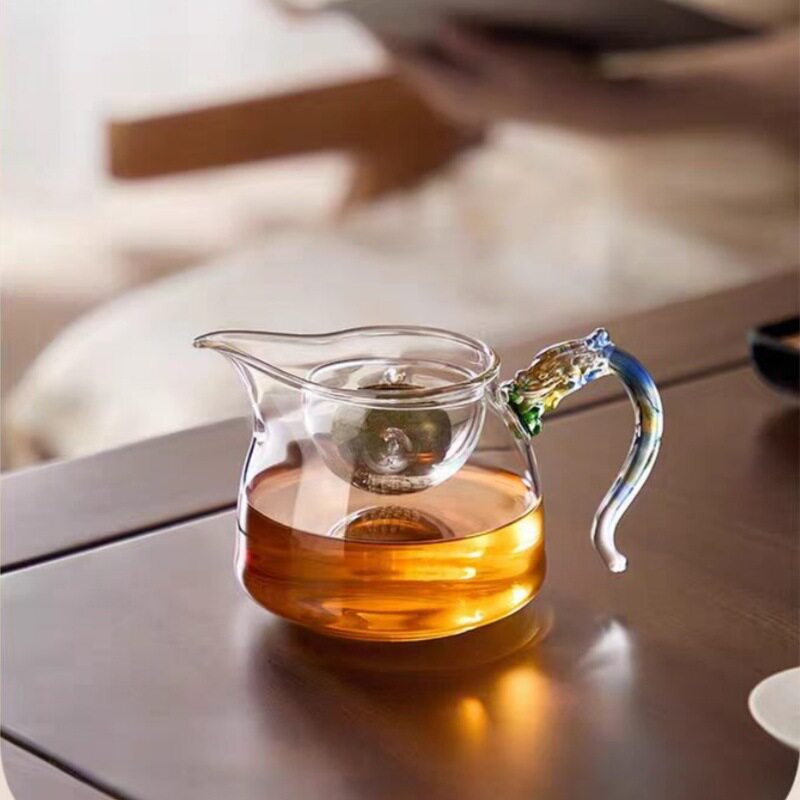 洛神琉璃把手公道杯茶滤泡茶杯高硼硅玻璃分茶器茶水分离器茶壶