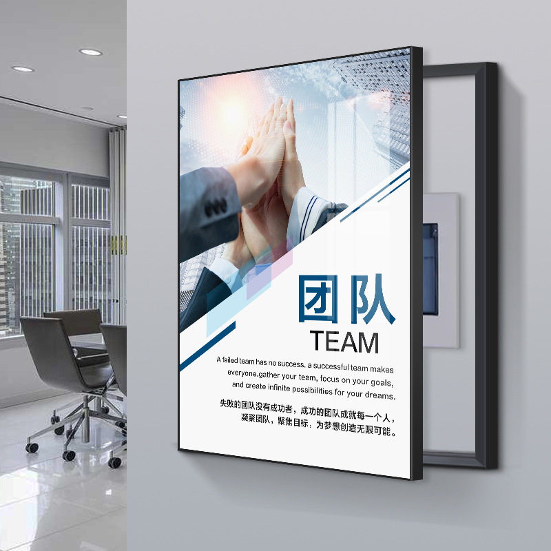 公司办公室文化装饰画企业会议团队励志标语墙面画电表箱遮挡挂画