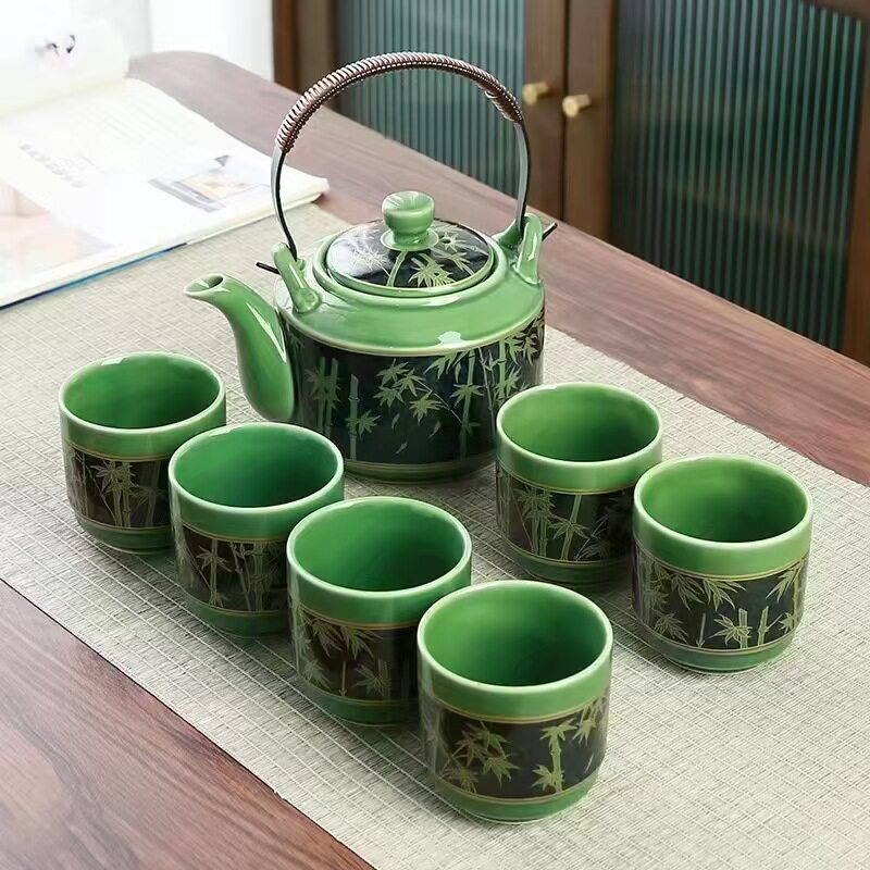 陶瓷提梁壶茶具套装家用大容量泡茶壶茶杯客厅现代简约送礼整套
