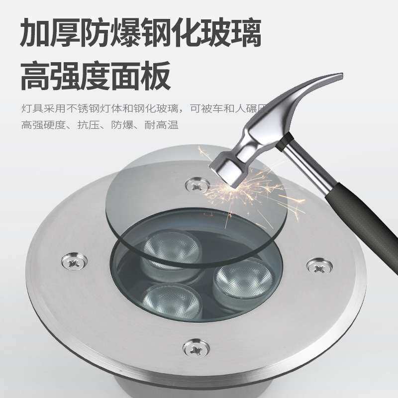 led水下地埋灯嵌入式不锈钢灯12V24鱼池射灯泳池壁灯防水