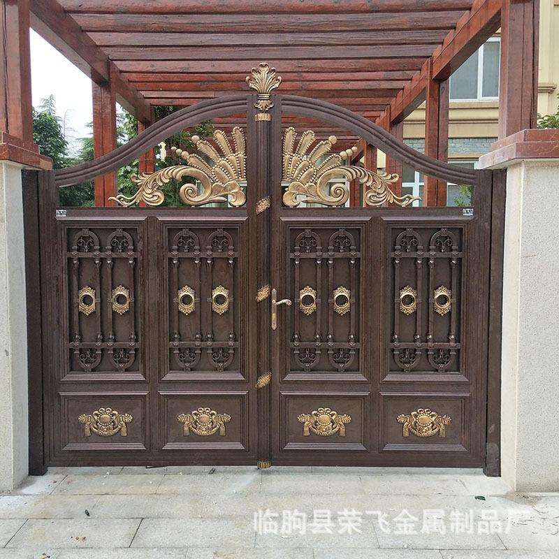 别墅欧式铝艺大门雕花艺术平开农村庭院铝板进户门铝合金门