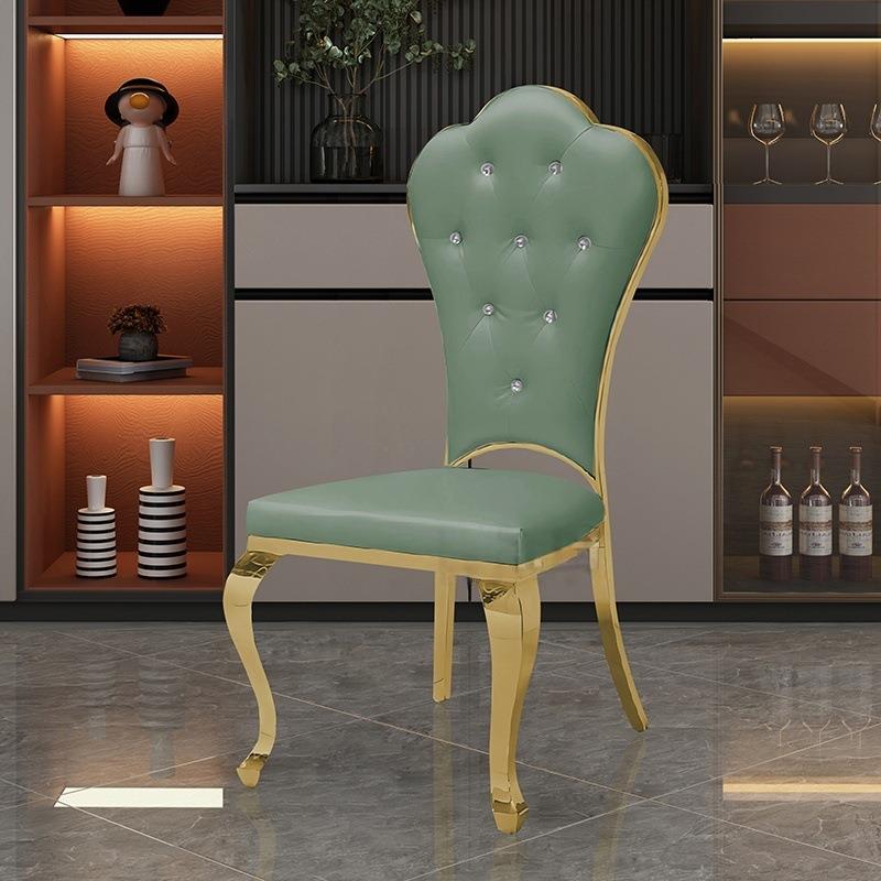 欧式餐椅简约轻奢酒店餐厅宴会厅椅靠背椅子家用不锈钢皮椅商用椅