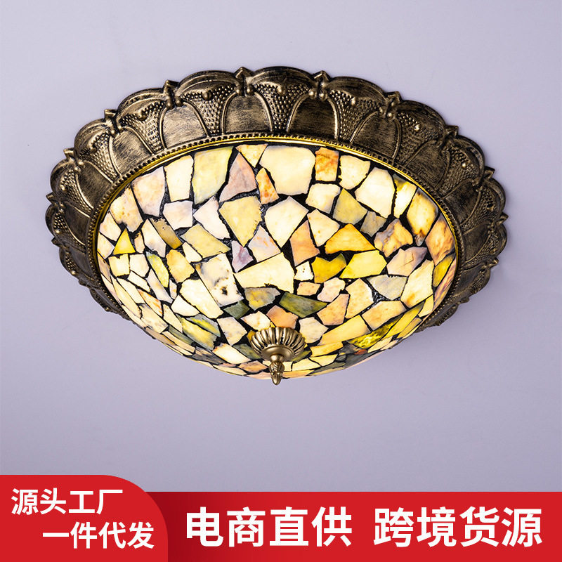 美式乡村吸顶灯复古简约个性田园卧室房间灯餐厅咖啡厅走廊玄关灯