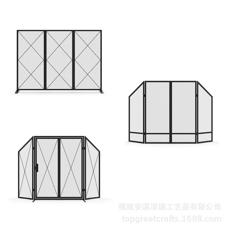 欧式铁艺壁炉工具 双开门壁炉屏风 防火罩 壁火围 可折叠火炉围