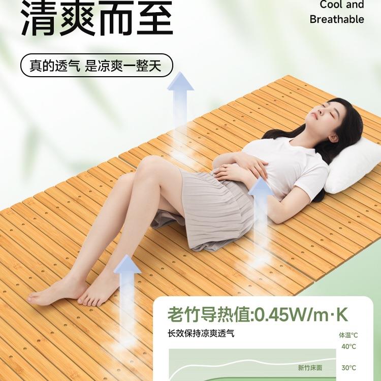 竹床折叠床午休单人床1米成人简易家用实木硬板午睡出租房1米小床