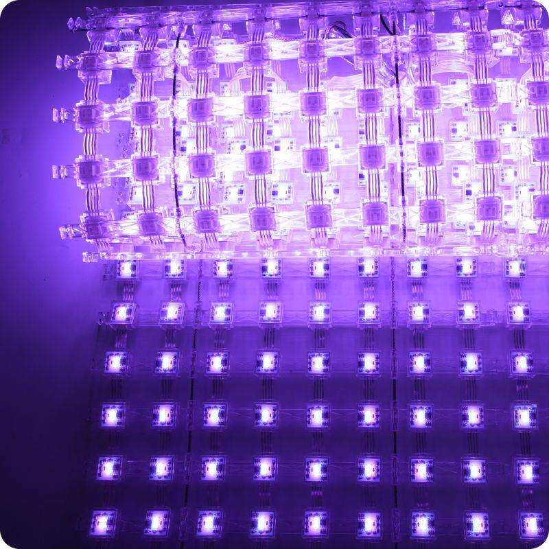 新起点户外防水透明全彩H2020双灯P80柔性LED新媒体像素网格屏