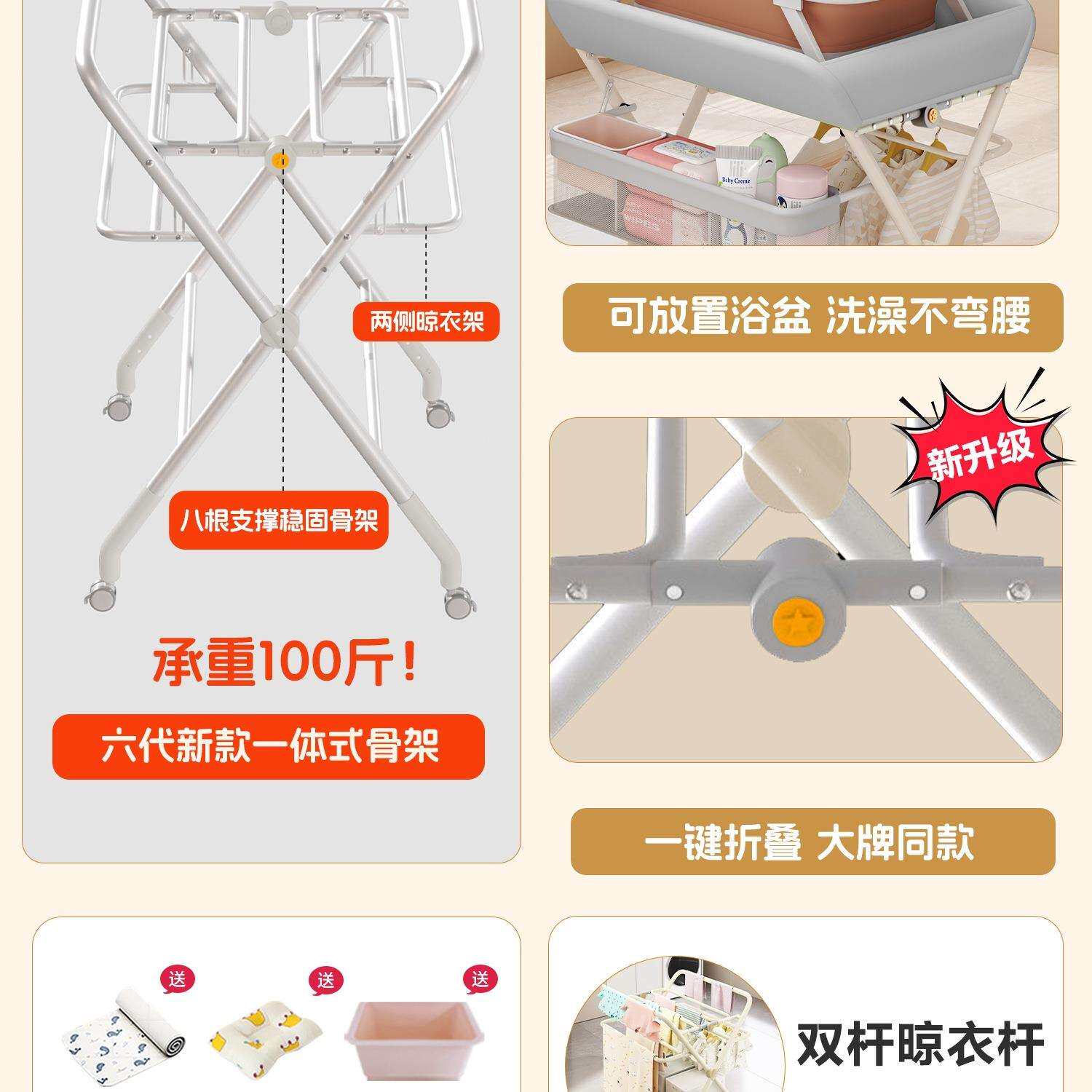 巴布猫婴儿尿布台护理台多功能可折叠洗澡宝宝床上新生儿换尿布台