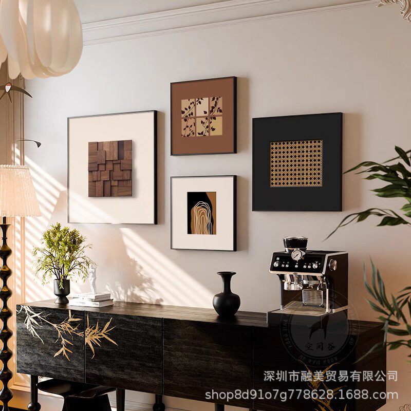 酒店民宿客房照片墙中古风装饰画客厅组合挂画餐厅可定作画