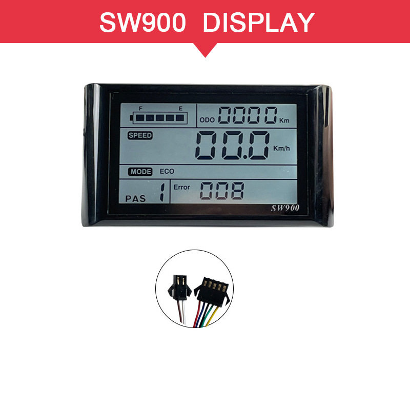 电动自行车改装配件LCD-SW900液晶仪表数据显示器24-72V SM接头
