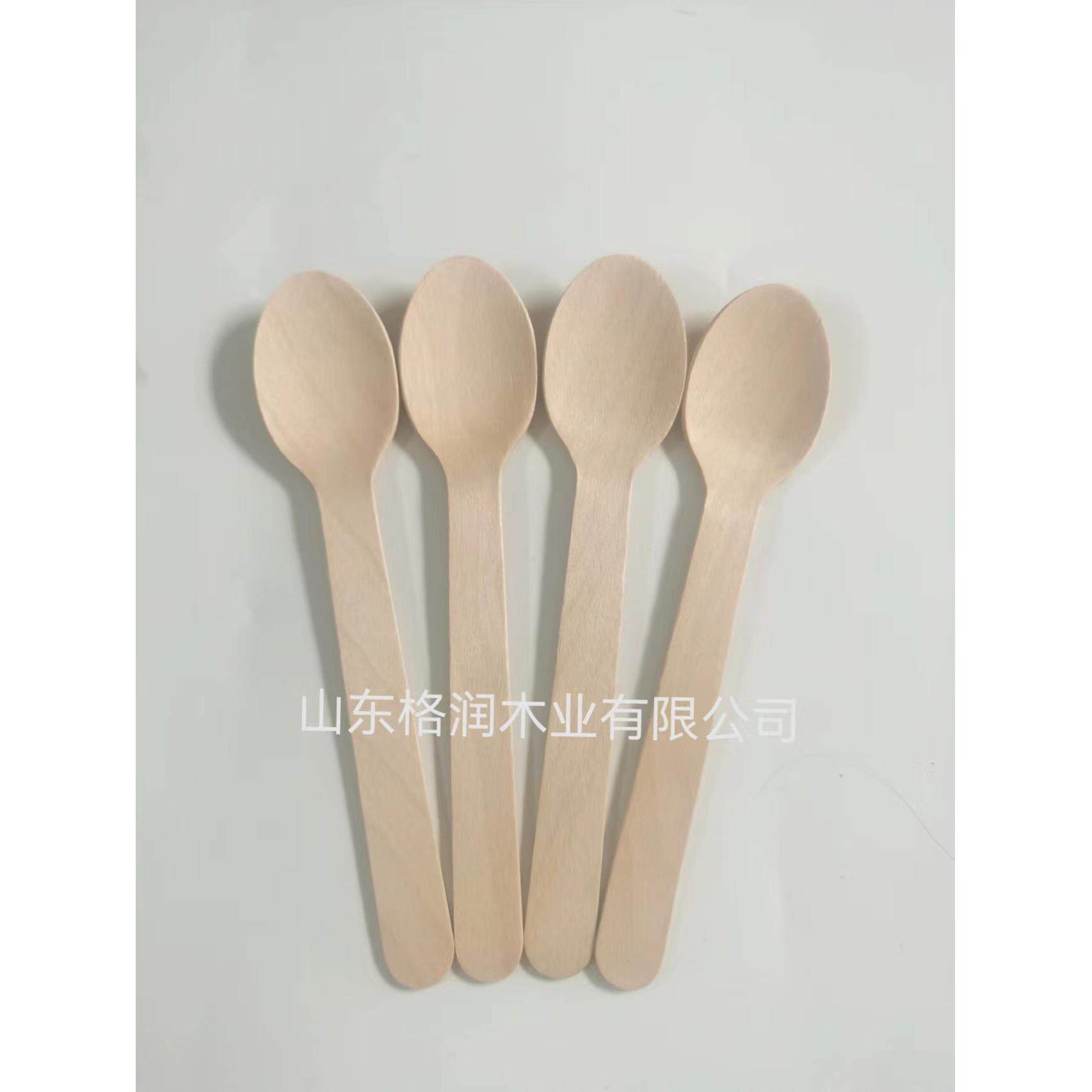 工厂直销160MM木制勺可甜品套装桦木餐具