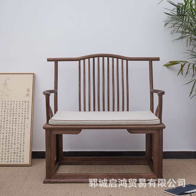 老榆木家用茶椅新中式禅椅实木大圆禅椅方形直背椅太师椅围椅