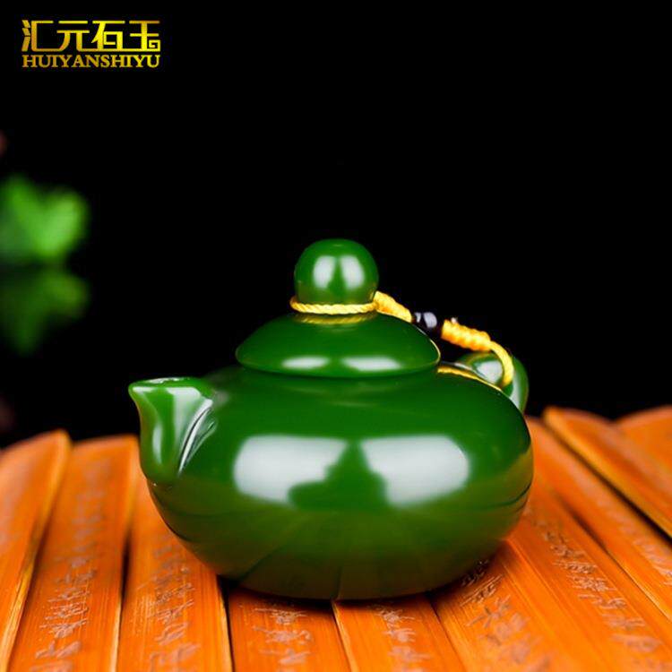 七彩玉白玉碧玉茶壶手把件鸡血玉壶手玩件把把壶小酒壶把玩件货源
