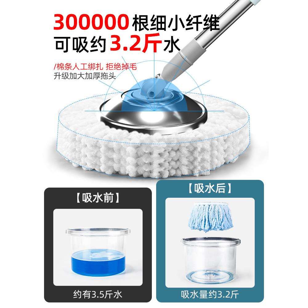 xyt拖把免手洗旋转拖把木地板专用洗脱一体吸水干湿两用浴室专用