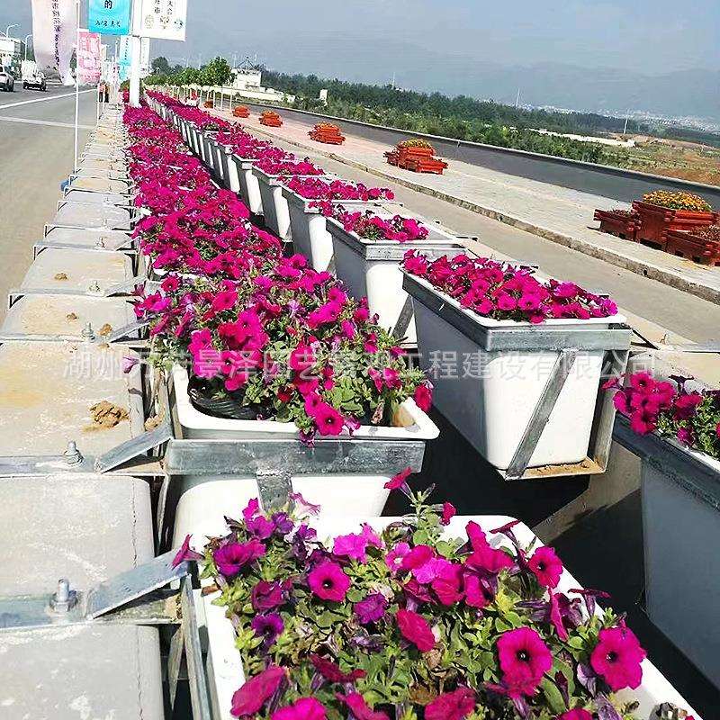 高架桥花盆花箱塑料pp置顶式桥梁花盆滴灌天桥波浪市政塑料花盆
