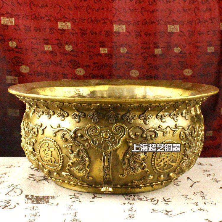 铜聚宝盆摆件特大号招宝家居装饰品金属工艺品