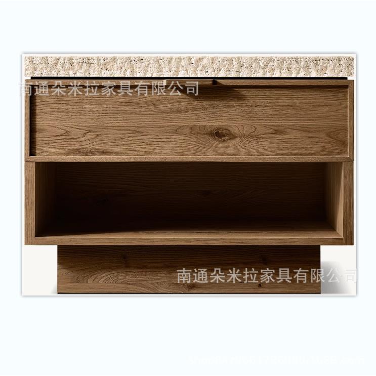 RH美式实木高端豪华别墅房卧室床头柜桌面大理石