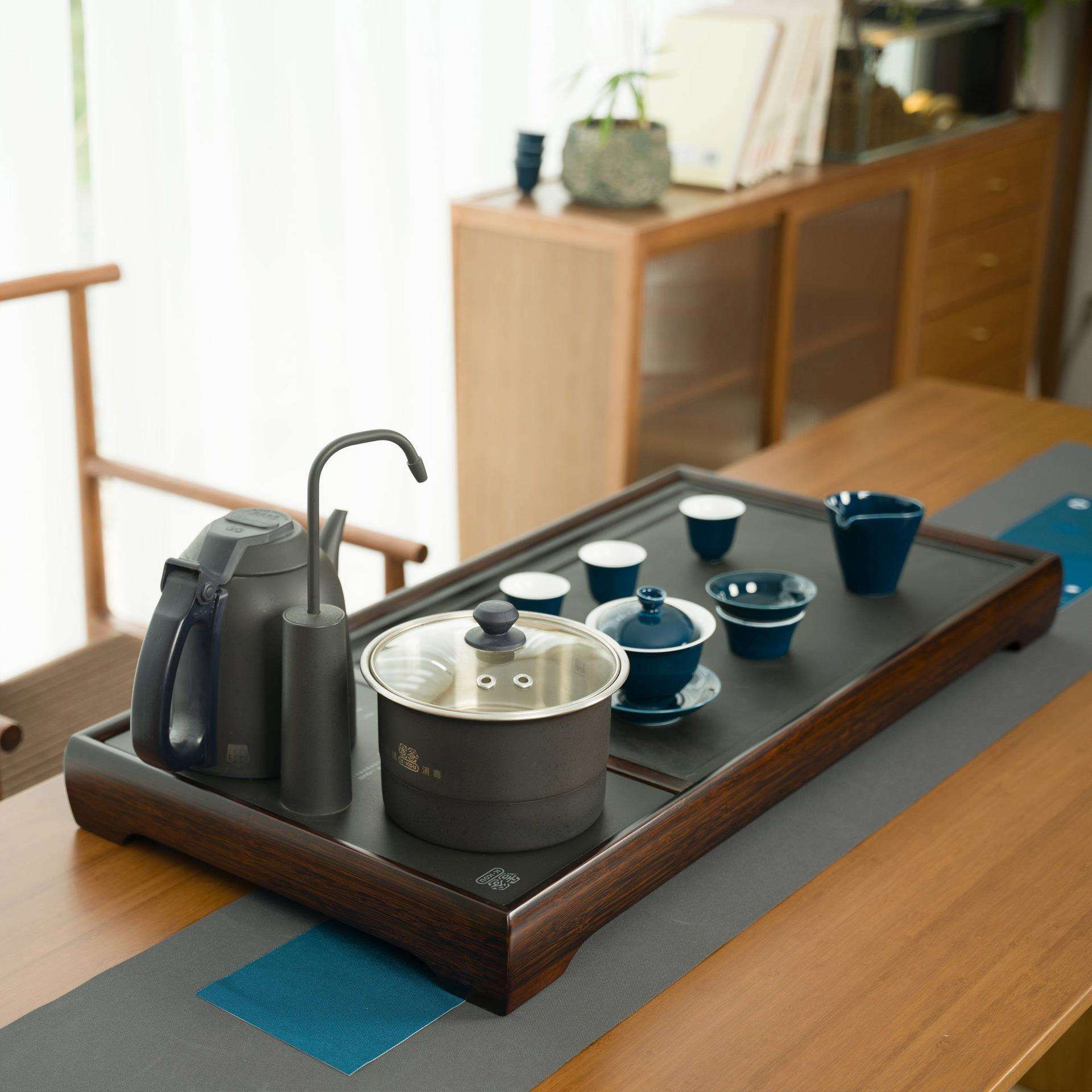 家用福禄四合一茶盘套装全自动茶具底部上水烧水壶一体功夫泡茶台