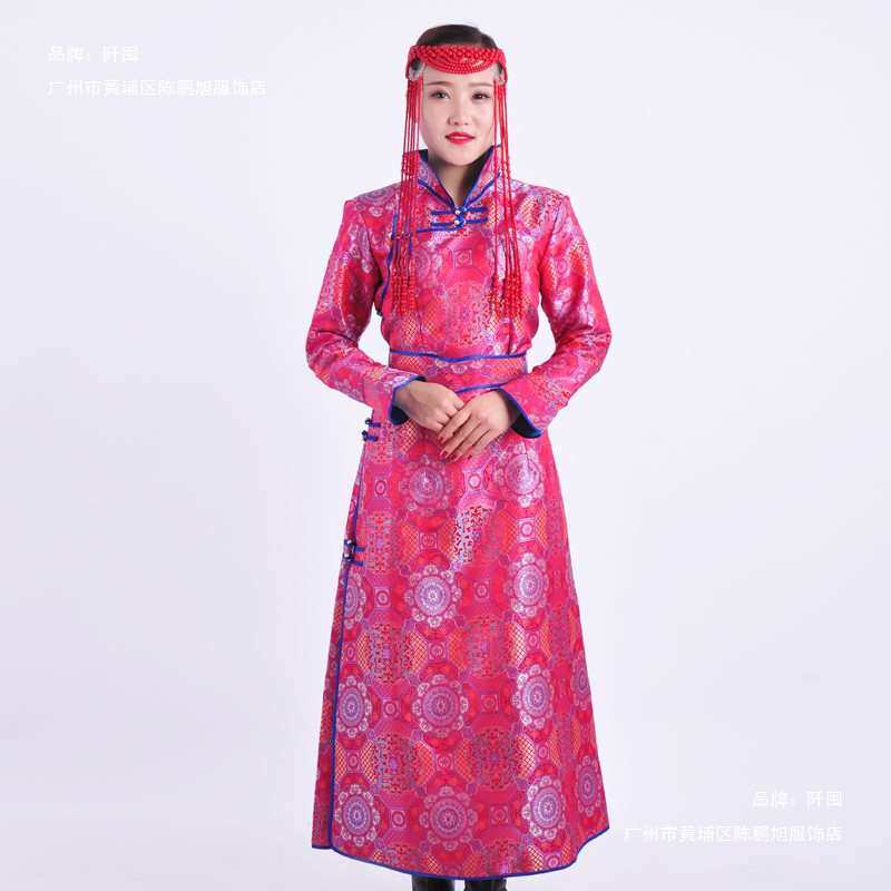 蒙古袍女长款传统蒙古服饰女演出表演服装生活装内蒙古女士