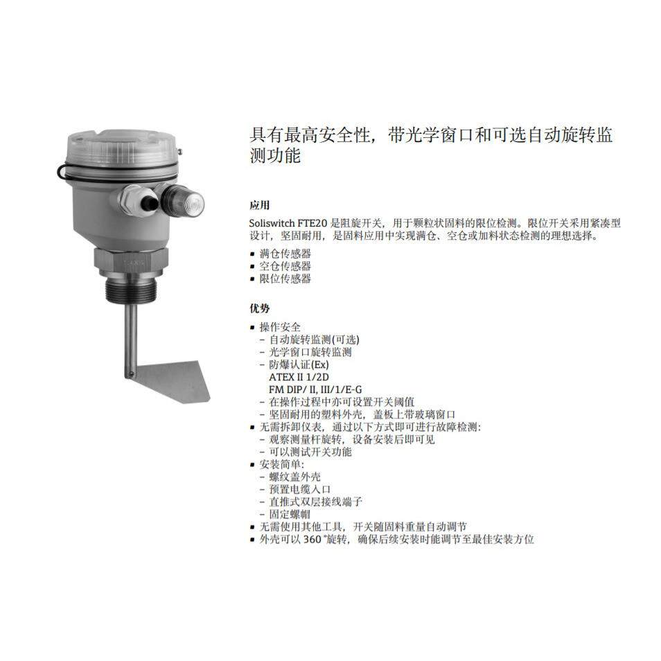 限位开关阻旋物位计FTE20-AA16AA41德国E+H恩德斯豪斯