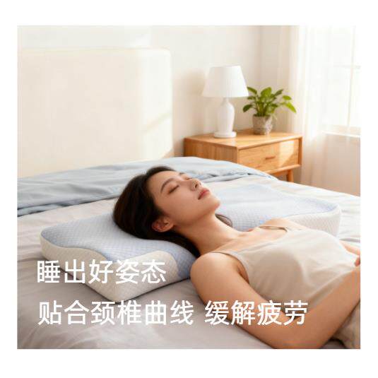 慢回弹记忆棉睡眠枕头家用护颈椎蝶形枕头莫代尔竹纤维冰丝面料