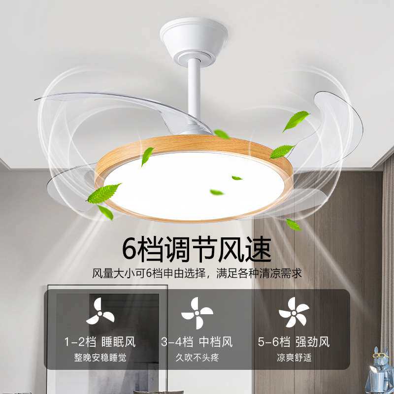 超薄吊杆吸顶风扇智能控制风扇灯北欧吊扇灯新款隐形风扇客餐厅