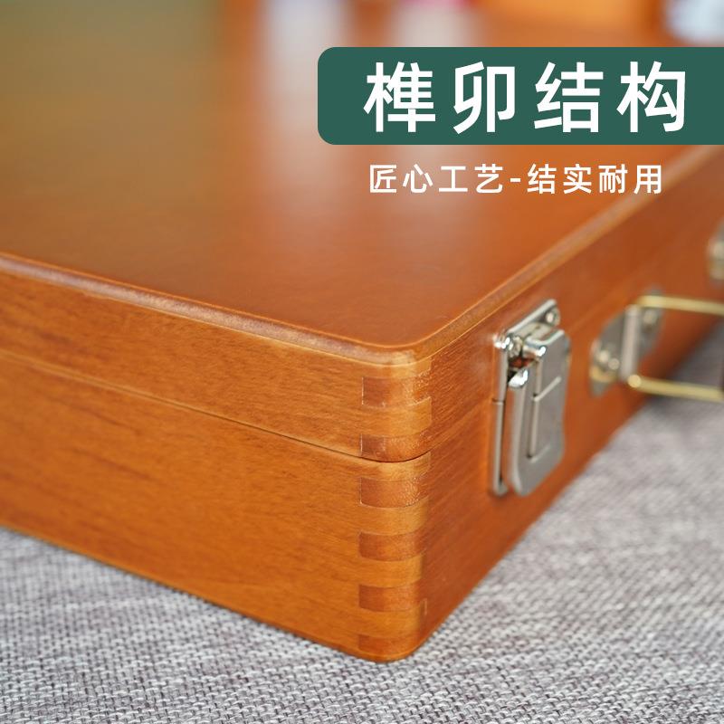 榉木手提多功能油画箱便携式美术户外写生油画丙烯工具箱复古画盒
