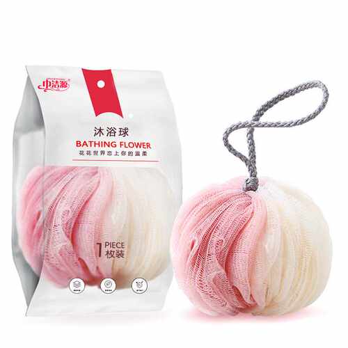 直下 超柔球型南瓜沐浴球 素色岂止美浴擦浴花 起泡网浴球