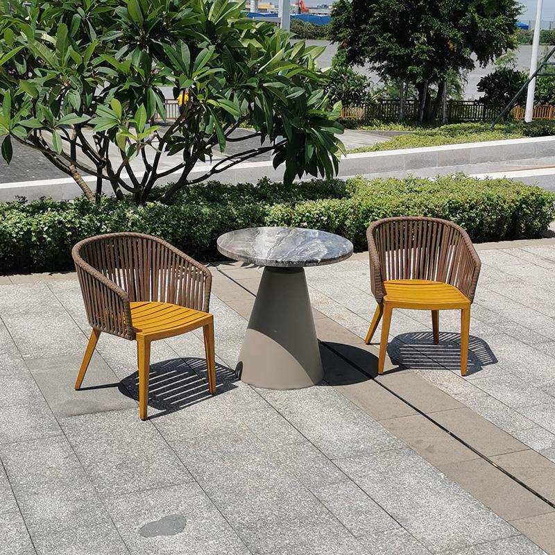 户外家具休闲全铝餐桌圆台 咖啡馆餐馆露天烧烤用铝合金餐桌椅