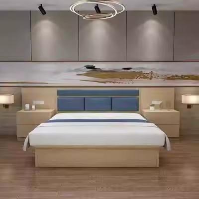 酒店家具标间全套公寓民宿宾馆床板式大床床头靠板床箱床头柜简易