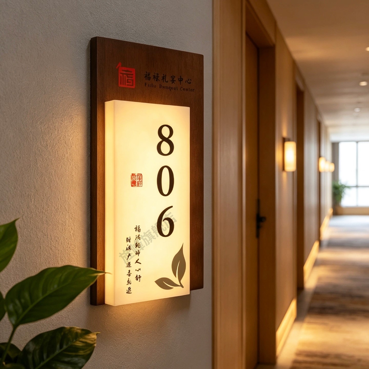 轻奢酒店客房发光门牌号码牌定制