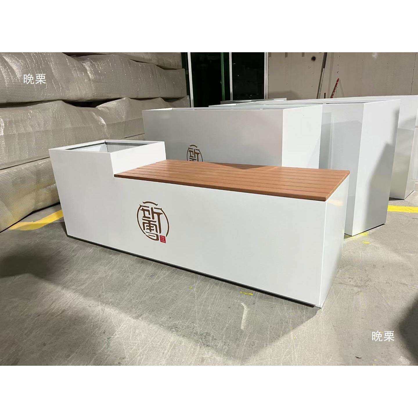 户外休息凳不锈钢花盆组合广场商场隔断花槽坐凳座椅铁艺花箱