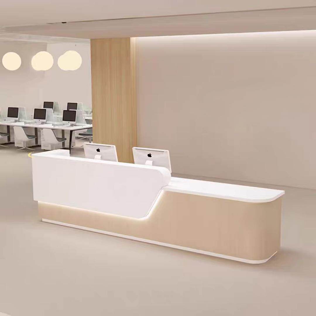 简约吧台北欧极简收银台店铺时尚圆弧设计前台办公厅烤漆接待吧台