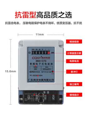 广东南洋单相电表家用防雷高精度电子式数字南网型出租房电能表