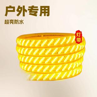 220v户外灯带led超亮防水客厅屋檐外墙专用灯条工程室外暖光暖色